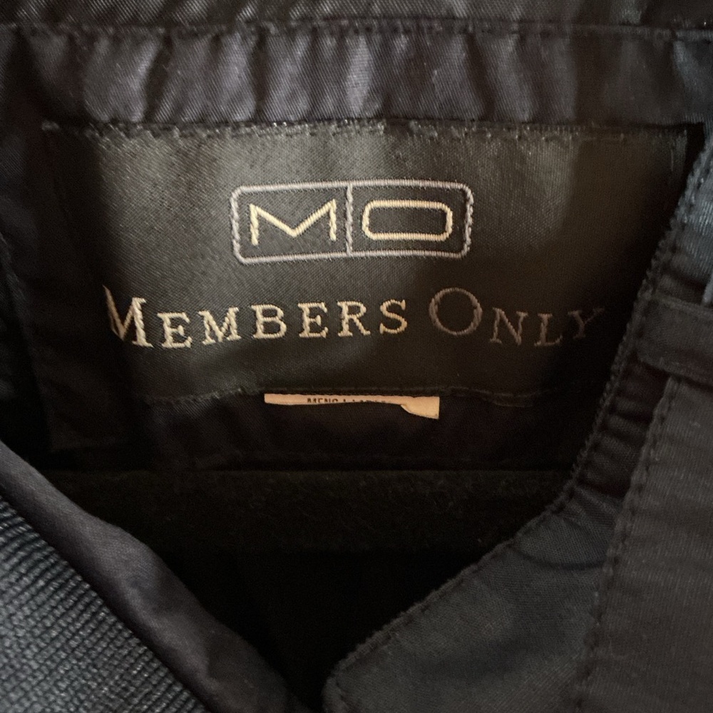 Members Only Black Men’s Large Zip Bomber Jacket - Picture 3 of 4